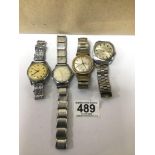 A GROUP OF FOUR VINTAGE WRISTWATCHES, INCLUDING TWO MANUAL WIND TIMEX, A MONTINE INCABLOC 17 JEWEL