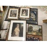 FOUR FRAMED AND GLAZED PRINTS OF YOUNG CHILDREN LARGEST 55 X 67 CM