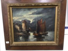 A FRAMED OIL ON CANVAS BY L. HENRY. 78X68CM. (A/F).