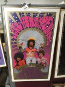 A FRAMED AND GLAZED POSTER JIMI HENDRIX EXPERIENCE 66 X 64CM