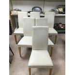 SIX WHITE LEATHER MODERN DINING CHAIRS