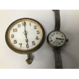 AN EARLY 20TH CENTURY SILVER WRISTWATCH, HALLMARKED LONDON 1915 BY STOCKWELL AND CO,THE ENAMEL