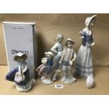 FOUR LLADRO AND ONE NAO LARGEST FIGURE 32CMS HIGH (5221,5222)