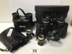 TWO PAIRS OF BINOCULARS AND A PAIR OF OPERA GLASSES TASCO AND PRINZLUX