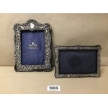 TWO SILVER MOUNTED PHOTO FRAMES, ONE BY MAPPIN & WEBB, LARGEST 21CM HIGH