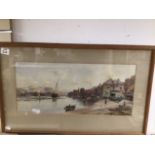 A FRAMED AND GLAZED WATERCOLOUR SIGNED W. MATTHISON. 70X42CM.