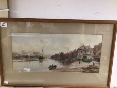 A FRAMED AND GLAZED WATERCOLOUR SIGNED W. MATTHISON. 70X42CM.
