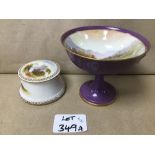 TWO PIECES OF HAND PAINTED ROYAL WORCESTER. (AF)