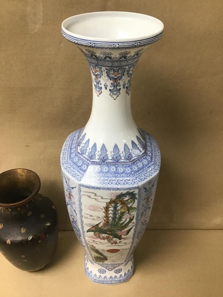 TWO ORIENTAL VASES CLOISONNE LARGEST 48CMS - Image 2 of 8