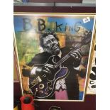 A B.B. KING POSTER FRAMED AND GLAZED 64 X 49CM