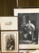 TWO PORTRAIT ENGRAVINGS AND ONE VICTORIAN PHOTOGRAPH FRAMED AND GLAZED