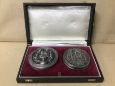 A PAIR OF MODERN REPLICA SILVER SEALS OF KING HENRY VIII AND KING FRANCIS I, HALLMARKED LONDON