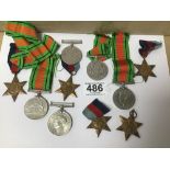 TEN WWII MEDALS, COMPRISING FIVE 1939-45 STAR AND FIVE DEFENCE MEDALS, ALL WITH RIBBONS