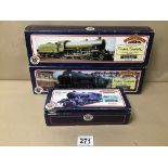 THREE BACHMANN BRANCH LINE 00 GAUGE LOCOMOTIVES; LORD NELSON 864 SIR MARTING FROBISHER MALACHITE