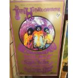 A LIMITED EDITION POSTER FRAMED AND GLAZED THE JIMI HENDRIX EXPERIENCE 36 X 60 CM
