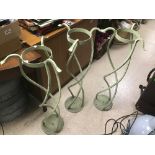 THREE WROUGHT IRON SPIRL PLANT STANDS 82 CM