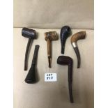 SIX VINTAGE SMOKING PIPES INCLUDING AFRICOB AND KIKO