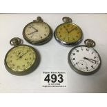 A GROUP OF THREE MILITARY POCKET WATCHES, ONE BY RECTA, TOGETHER WITH A STOPWATCH