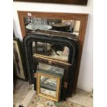 FIVE VINTAGE WOODEN MIRRORS LARGEST 72 X 103 CM