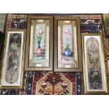 FOUR ART NOUVEAU FRAMED AND GLAZED PRINTS LARGEST 56 X 26 CM