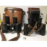 A PAIR OF WWII MILITARY BINOCULARS BY TAYLOR-HOBSON, BINO PRISM NO 2 MK III NO 296899, TOGETHER WITH