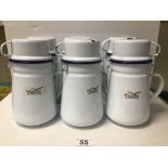 SIX ENAMEL TOP CONTAINERS (FALON HOUSEWARES)