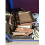 A BOX OF WOODEN PHOTOFRAMES