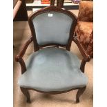 A REPRODUCTION LOUIS STYLE BEDROOM CHAIR