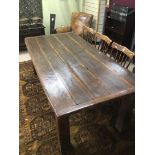 A 19TH CENTURY CHESTNUT DINING TABLE 204 X 97 X73CMS (FIVE PLANKS)