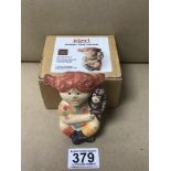 A SWEDISH ART POTTERY FIGURE OF PIPPI LANGSTRUMP BY LISA LARSON, SIGNED TO BASE, IN ORIGINAL BOX