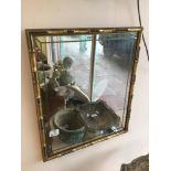 A VINTAGE BAMBOO STYLE GILDED FRAMED MIRROR (JAPANESE) 52 X 45CMS