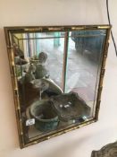 A VINTAGE BAMBOO STYLE GILDED FRAMED MIRROR (JAPANESE) 52 X 45CMS