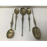 FIVE HALLMARKED SILVER REPLICAS OF THE CORONATION SPOON 81GRAMS