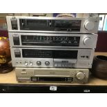 FOUR JVC AUDIO SEPERATES VIDEO RECORDER, CASSETTE DECK KD-V100, STEREO TUNER T-K100L AND AMPLIFER