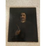 AN UNFRAMED 17TH CENTURY OIL ON CANVAS A PORTRAIT OF JOHN BUNYAN POSSIBLY BY DUTCH HAND 43 X 54CMS