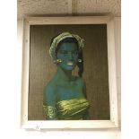 A VINTAGE SIGNED TRETCHIKOFF PRINT OF THE BALINESE DANCER IN A VINTAGE FRAME 68 X 58CM