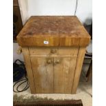 A VINTAGE WOODEN BUTCHERS BLOCK