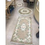 THREE VINTAGE RUGS LARGEST 182 X 92CMS