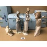 THREE BOXED LLADRO FIGURES LARGEST 24 CM (4650,4960,4961) WITH A NAO FIGURE