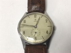 A 1950'S/60'S TUDOR MANUAL WIND GENTS WRISTWATCH, STAINLESS STEEL CASE, 17 JEWEL MOVEMENT, THE