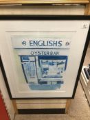 A FRAMED AND GLAZED SIGNED LIMITED EDTION 187/200 OF A LOCAL RESTAURANT ENGLISH'S OYSTER BAR BY