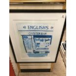 A FRAMED AND GLAZED SIGNED LIMITED EDTION 187/200 OF A LOCAL RESTAURANT ENGLISH'S OYSTER BAR BY