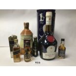 A QUANTITY OF ALCOHOL INCLUDING ARTHUR BELL WHISKY IN A WADE DECANTER, BENEDICTINE LIQUEUR 700ML