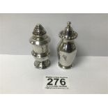 TWO SILVER BALUSTER SHAPED PEPPER POTS, THE EARLIEST HALLMARKED BIRMINGHAM 1898, MAKERS MARK RUBBED,