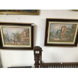TWO FRAMED OIL ON CANVAS OF FRENCH PARIS STREET SCENES
