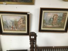 TWO FRAMED OIL ON CANVAS OF FRENCH PARIS STREET SCENES