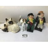 TWO ROYAL DOULTON FIGURES 'CAPTAIN CUTTLE' AND TONY WELLER /ROYAL WORCESTER TERRIER AND ROYAL