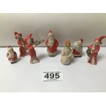 SEVEN EARLY CHRISTMAS CERAMIC FIGURES LARGEST 6CM