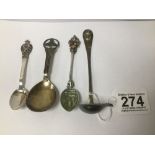 A GROUP OF THREE DANISH SILVER SPOONS, INCLUDING A CADDY SPOON AND SMALL POURING LADLE, TOGETHER