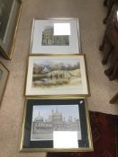 THREE FRAMED AND GLAZED PRINTS INCLUDES ROGER MAYLES BRIGHTON PAVILION, MIKE KNIGHT AND ANDREW